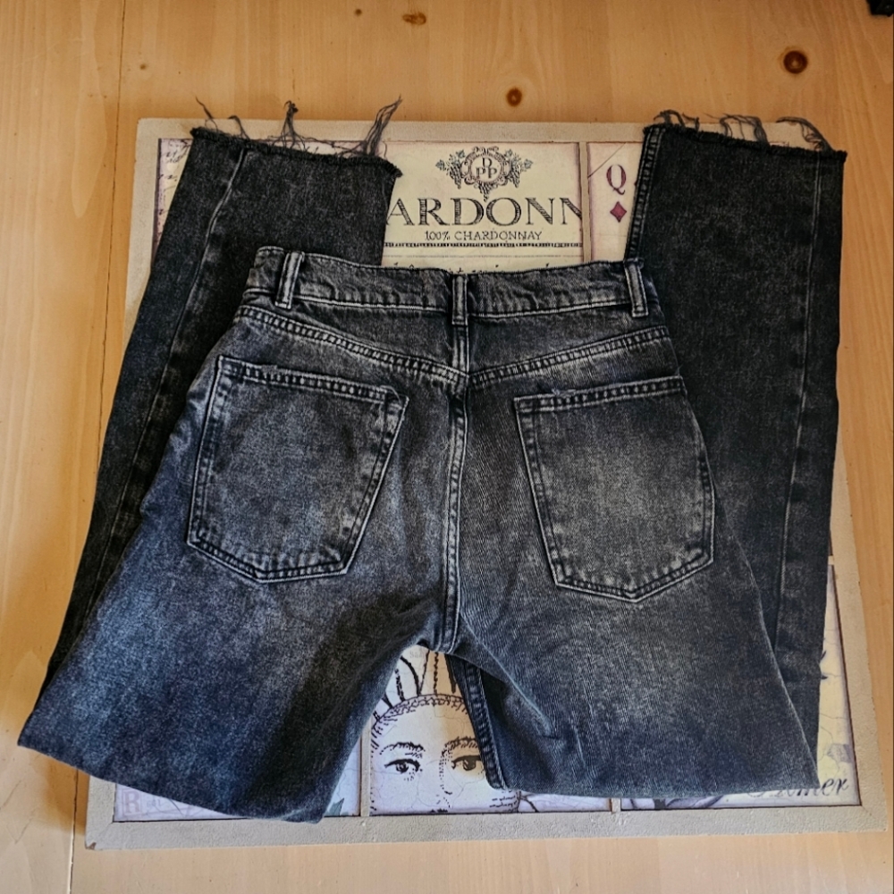 Free People Black Faded High Rise Mom Jean's - Picture 5 of 5